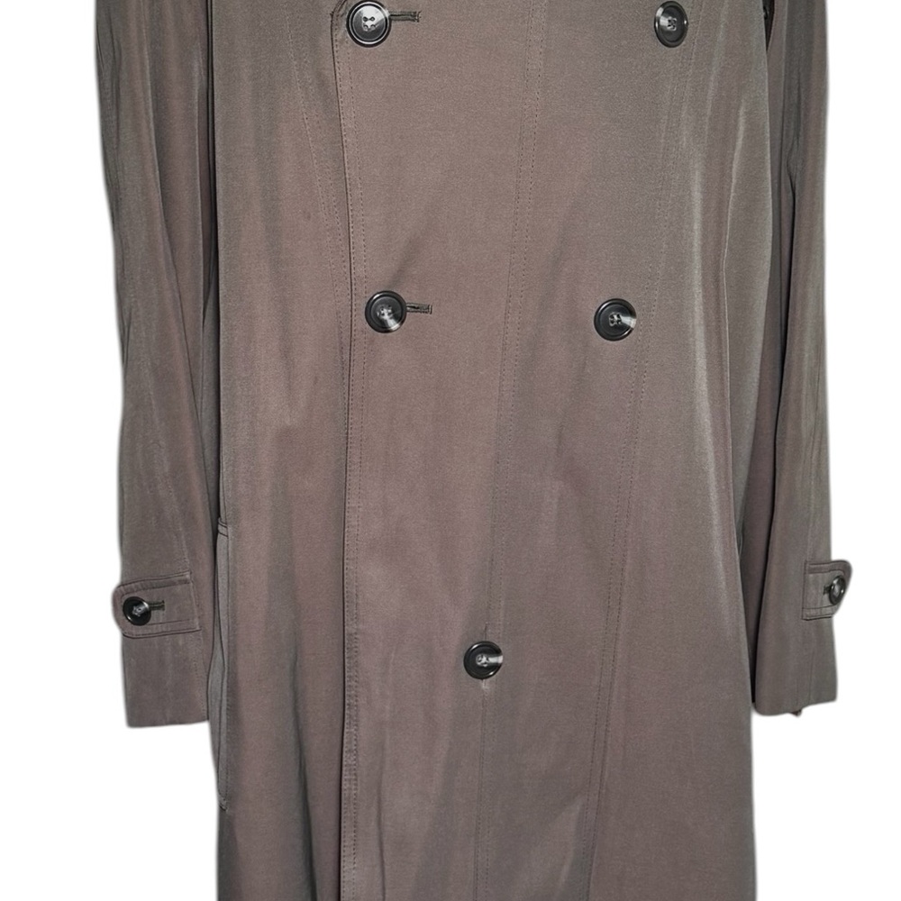 MISTY HARBOR IRIDESCENT GAB VINTAGE TRENCH-GRAY-ZIP LINING-MENS 40 LONG
